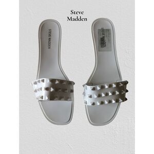 Steve Madden White Studded Jelly Slide Sandals Size 9 EU 40 Slip On